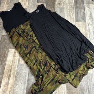 Cream n Sugar Long Dress, Camo and Black And Bonus Black Dress, XL